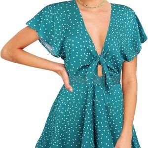 Teal Polka Dot Romper